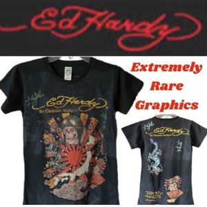 Vintage Ed Hardy Kamikaze Embellished Studded Rhinestone Graphics Size Large